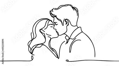Man and woman Line art. Sexy couple line. kiss Valentine's Day
