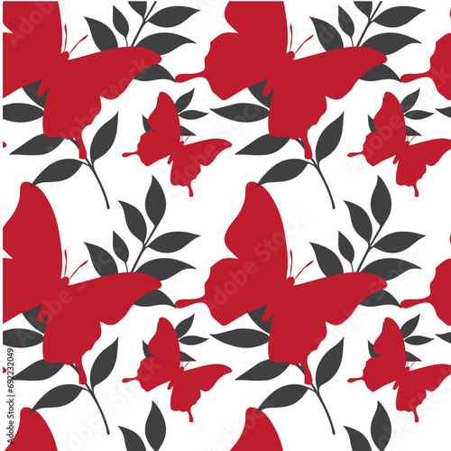 Vector illustration. Seamless pattern. Printing for bed linen fabric. Butterflies with plants.
