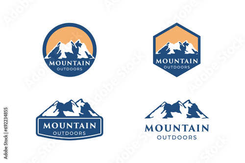 Set of Adventure mountain outdoor emblem logo for outdoor related industry logo