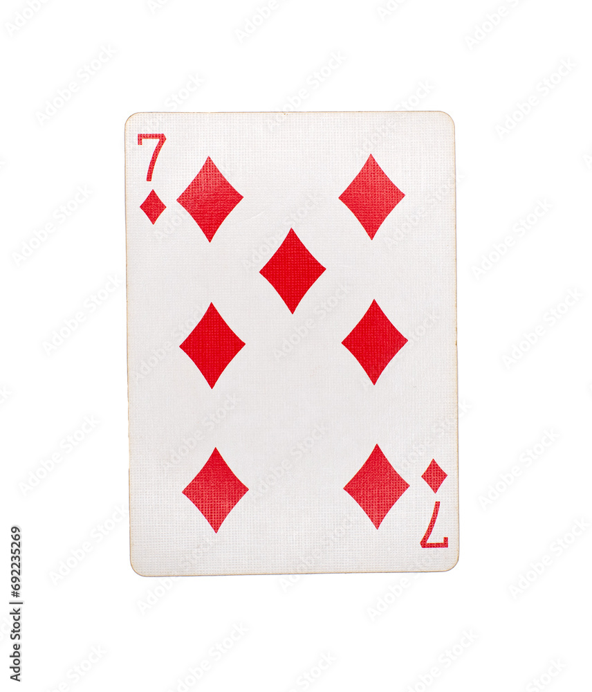Obraz premium Seven of Diamonds playing card on a transparent background 