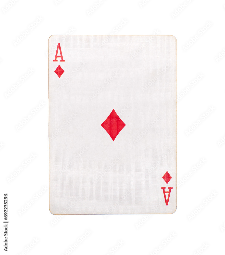 Ace of diamonds playing card on a transparent background 