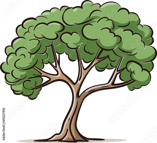 Foliage Fantasies Hand-Rendered Tree Vector WhimsyNatures Palette Illustrated Tree Vector Masterpiece