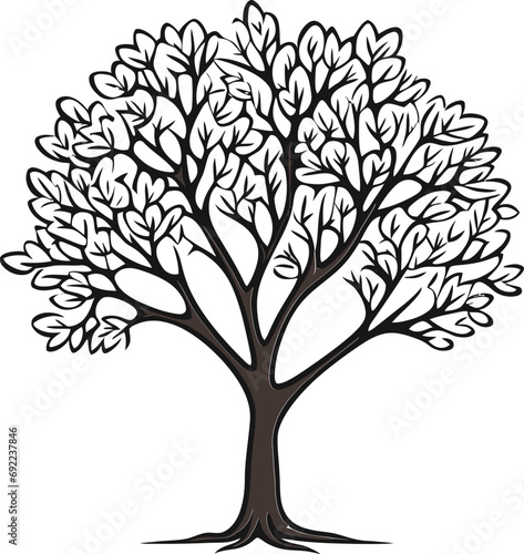 Rustic Reverberations Hand-Drawn Tree Vector SeriesFoliage Frescoes Handcrafted Tree Vector Showcase