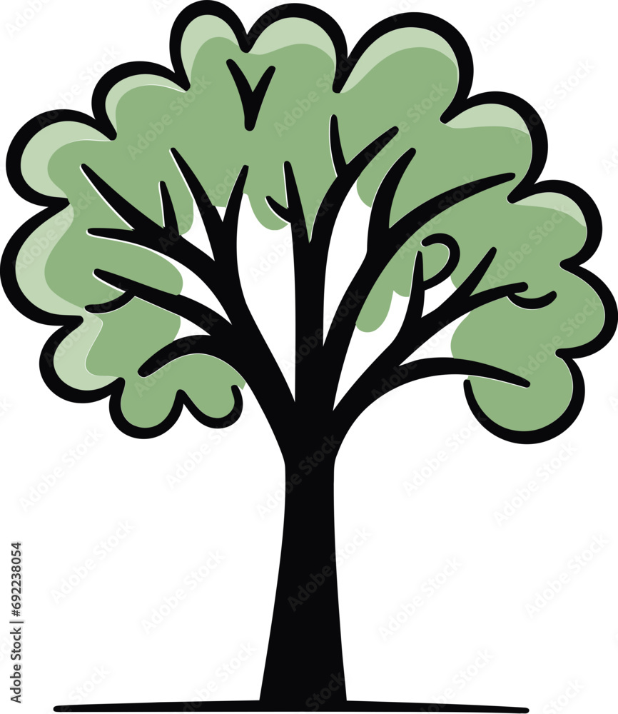 Obraz premium Sylvan Sonnets Handcrafted Tree Vector OdesRustic Rhythms Hand-Drawn Tree Vector Harmonies