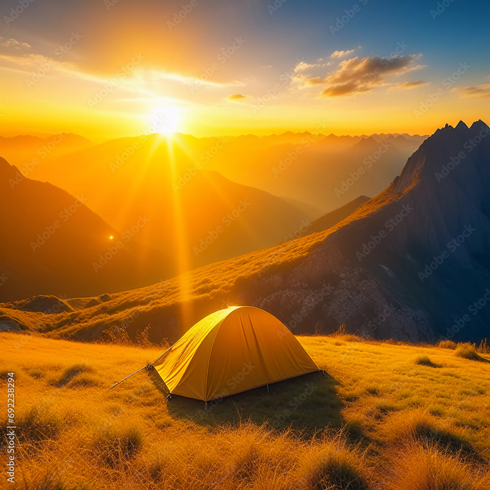 Solitude in Majesty: Discover the Mesmerizing Isolation of a Tent Amidst Breathtaking Mountain Scenery!
