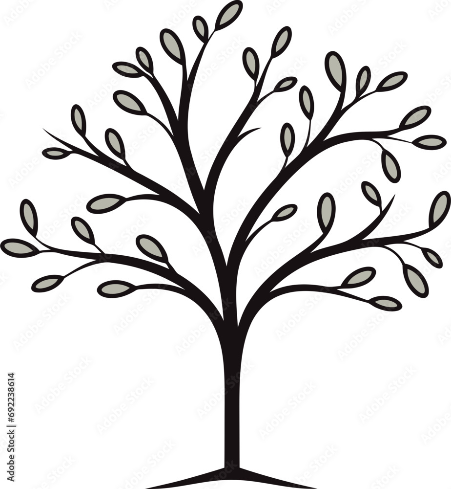 Obraz premium Sylvan Chronicles Handcrafted Tree Vector StoriesRustic Reflections Hand-Drawn Tree Vector Mirrors