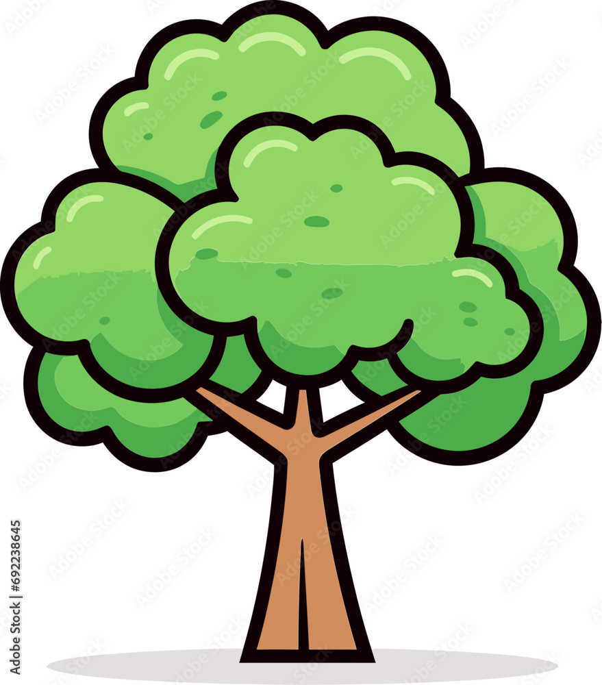 Tranquil Arboretum Hand-Drawn Tree Vector GardenFoliage Reveries Illustrated Tree Vector Daydreams