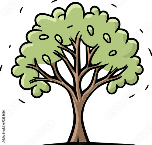 Tranquil Arboretum Hand-Drawn Tree Vector GardenFoliage Reveries Illustrated Tree Vector Daydreams
