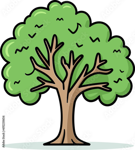 Tranquil Arboretum Hand-Drawn Tree Vector GardenFoliage Reveries Illustrated Tree Vector Daydreams