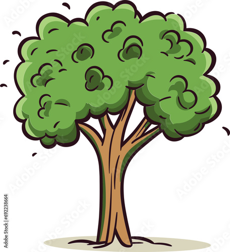 Tranquil Arboretum Hand-Drawn Tree Vector GardenFoliage Reveries Illustrated Tree Vector Daydreams