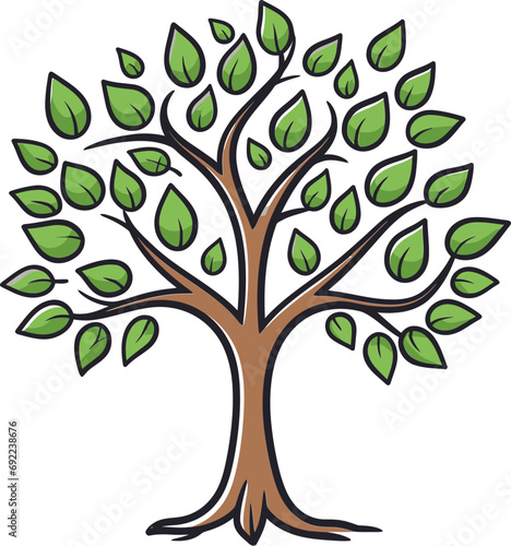 Tranquil Arboretum Hand-Drawn Tree Vector GardenFoliage Reveries Illustrated Tree Vector Daydreams