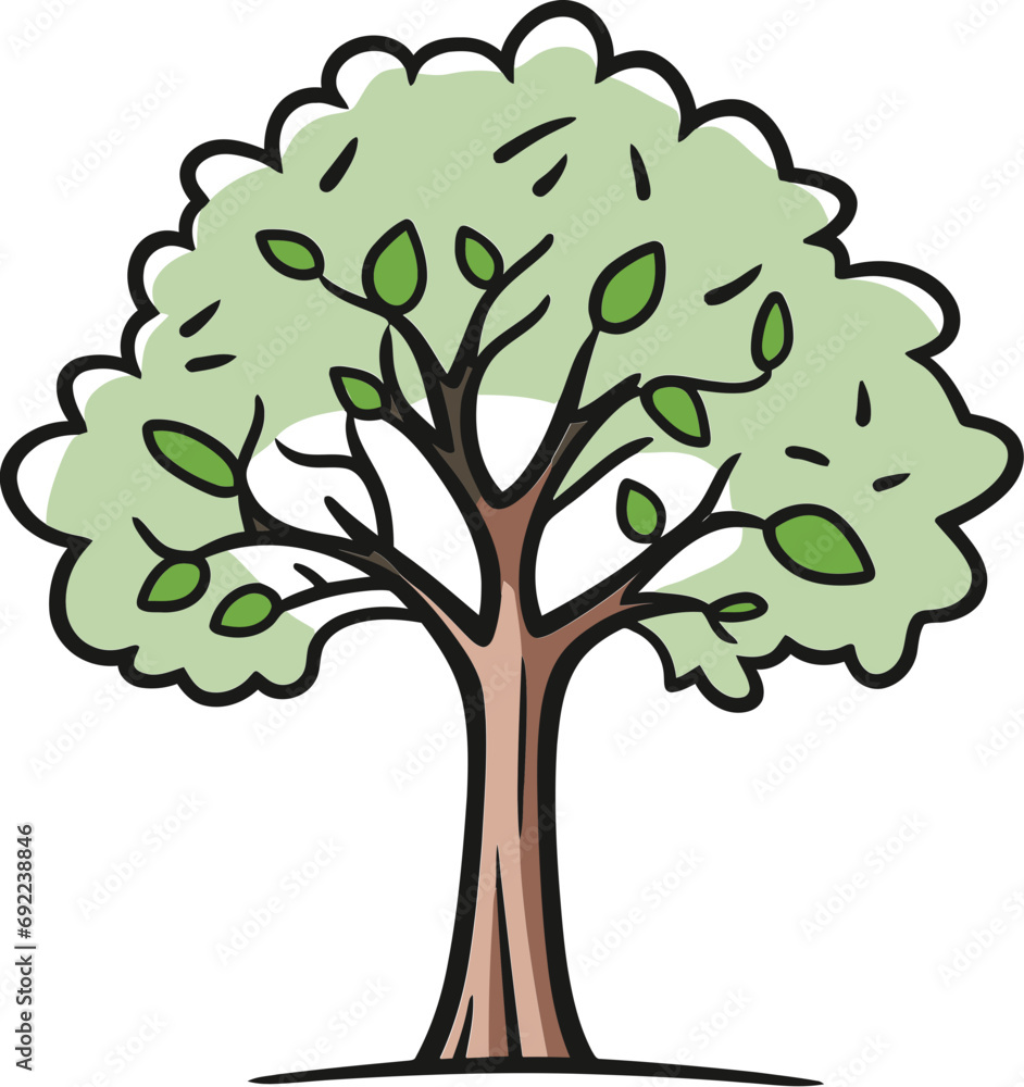 Tranquil Treetops Hand-Drawn Tree Vector CanopyFoliage Fantasies Illustrated Tree Vector Fantasies
