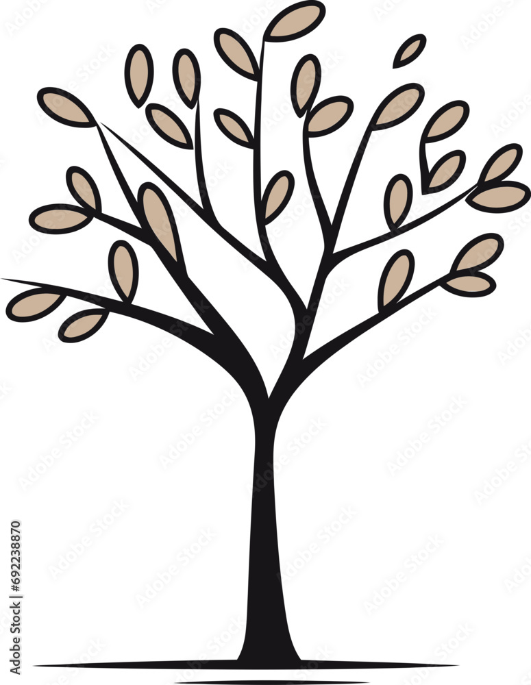 Obraz premium Enchanted Echoes Hand-Drawn Tree Vector EchoesSylvan Symphony Illustrated Tree Vector Symphony