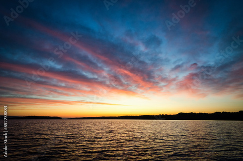 Early summer morning sky over Swedish lake