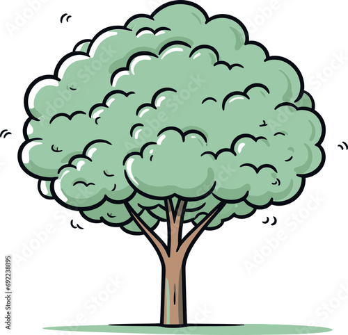 Tranquil Tranquility Hand-Drawn Tree Vector TranquilityFoliage Frescoes Illustrated Tree Vector Frescoes