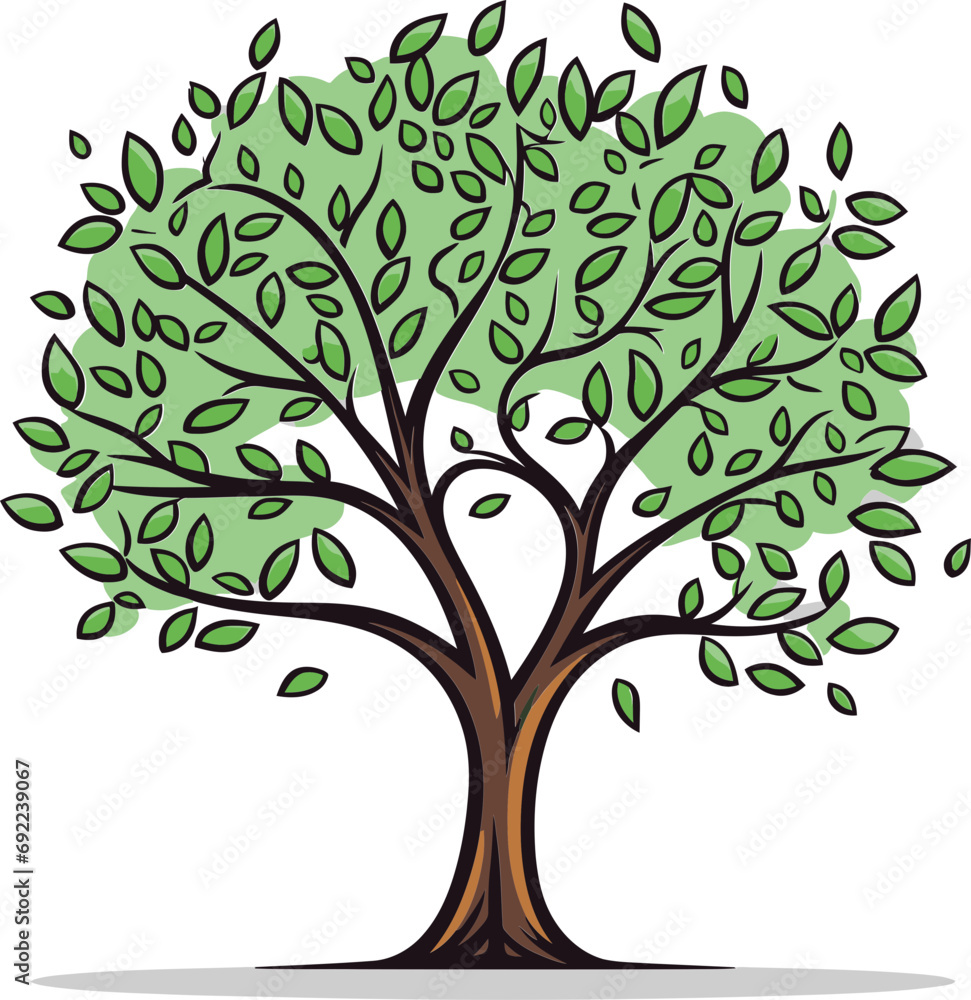 Arboreal Ambiance Handcrafted Vector AmbianceTranquil Treetops Hand-Drawn Tree Vector Treetops