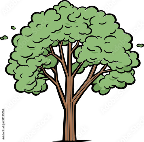 Tranquil Tranquility Hand-Drawn Tree Vector TranquilityFoliage Frescoes Illustrated Tree Vector Frescoes
