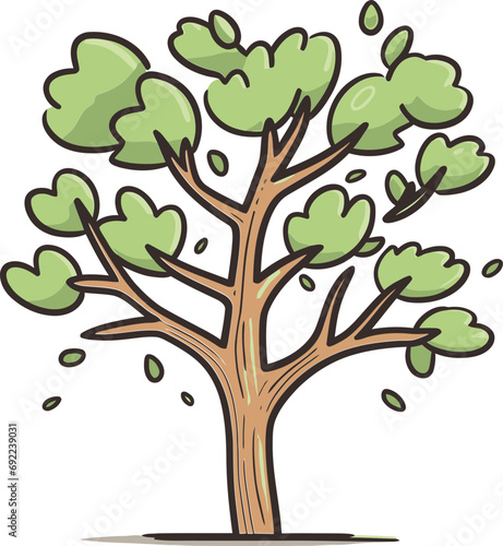 Rustic Reverie Hand-Drawn Tree Vector ReverieArboreal Artistry Illustrated Vector Artistry