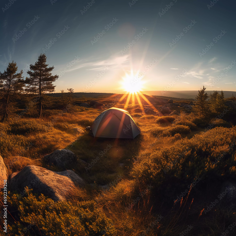 Φωτογραφία Solitude in Serenity: Embrace the Astonishing Beauty of a Remote Tent Amidst Maj