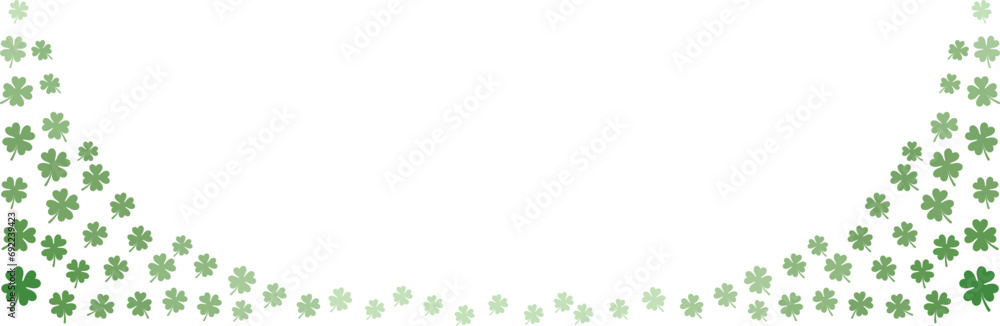 Seamless border of shamrock clover green leaves on transparent background vector decorative element template EPS 10 Seamless border of shamrock clover green leaves on transparent background vector decorative element template EPS 10