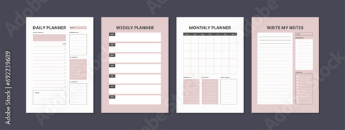 Set Of Planner Journal Organizer Form Template for Business, School Education or University