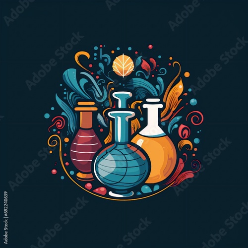 Colorful Vases with Swirls and Leaves pharmacy mixology