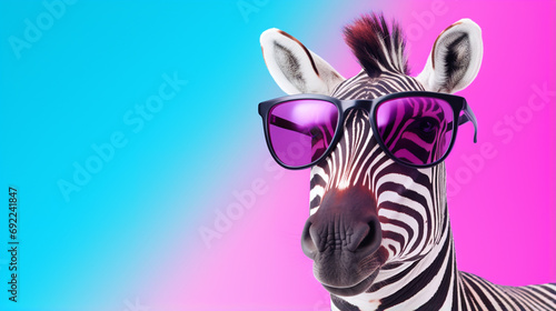 Zebra in sunglasses shade glasses. Funny Zebra with sunglasses. generative ai