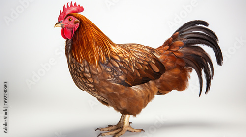 Young brown hen isolated on white background. Brown hens isolated on white background. generative ai