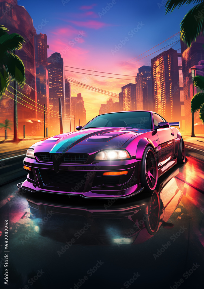 cars in the city wallpaper sport car Posters 