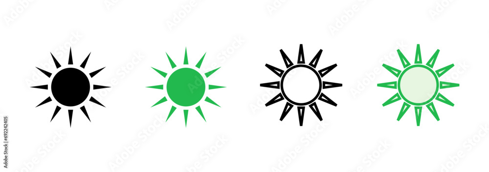 Sun icon set. Brightness Icon vector Sun icon set. Brightness Icon vector