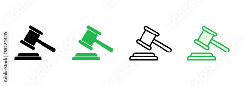 Gavel icon set. judge gavel icon vector. law icon vector. auction hammer