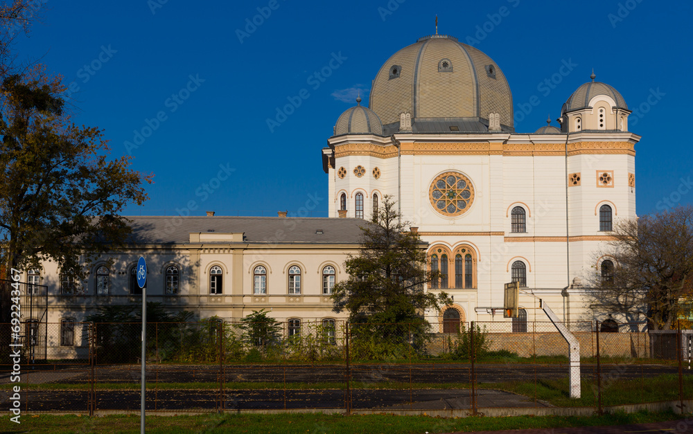 Photo of Synagogue in colorful city Gyor in Hungary outdoor.