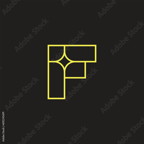 letter F star line style logo design