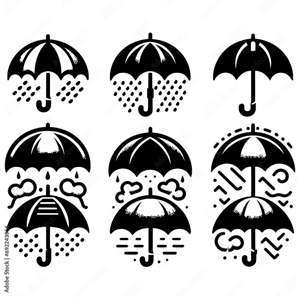 set of umbrella icon logo designs