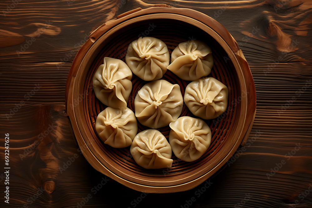 close-up of dumplings on a wooden plate isolated on the table close-up of dumplings on a wooden plate isolated on the table