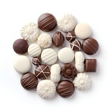 chocolate candies on white