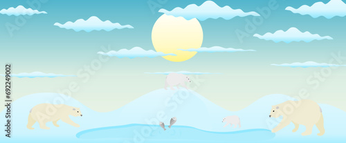 Serene Day in the Arctic A Family of Polar Bears