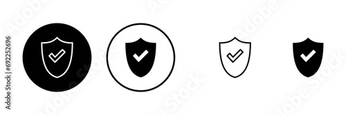Shield check mark logo icons set. Protection approve sign. Safe icon vector