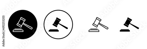 Gavel icons set. Hammer icon vector. Judge Gavel Auction Icon Vector. Bid