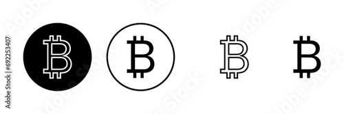 Bitcoin sign icons set. Crypto currency symbol. Blockchain. Cryptocurrency