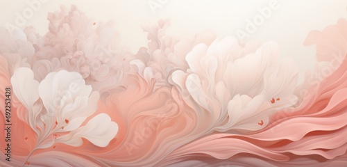 Picture the tranquility of a light pale vector backdrop, where abstract white and grey patterns interplay with radiant coral pink hues, offering a harmonious and aesthetically pleasing digital canvas.