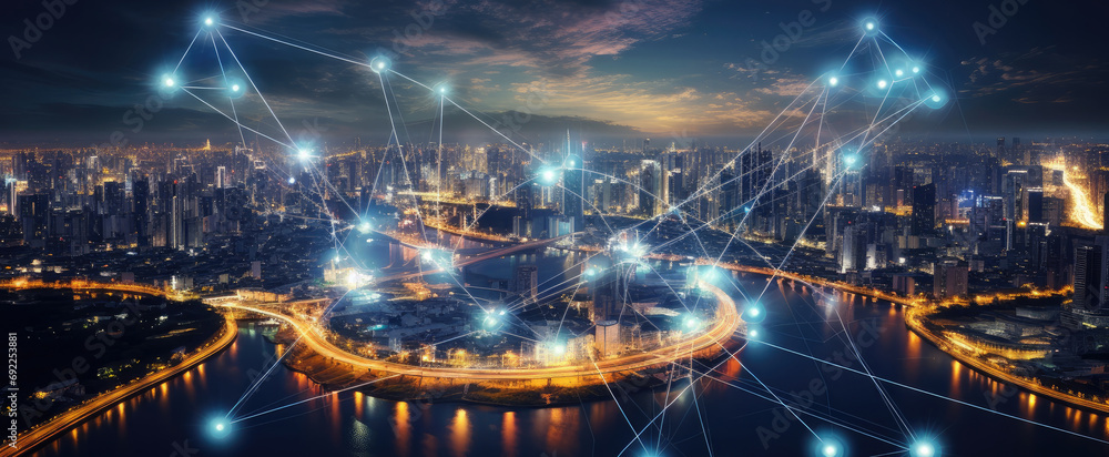 Obraz premium 5G, 6G, Big data wireless network, high speed internet, cloud computing or connect diagram technology, Data storage, service, synchronize, online, financial, Connectivity global, smart city, Gen AI