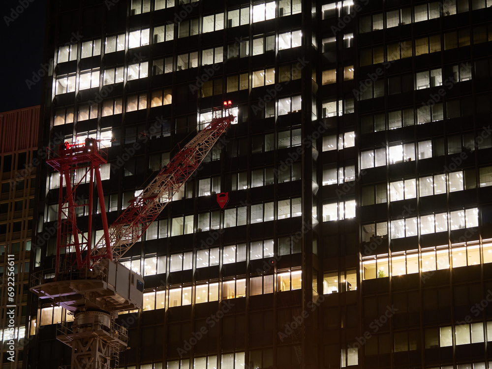 Obraz premium 東京の都心の高層ビル群の夜景の風景