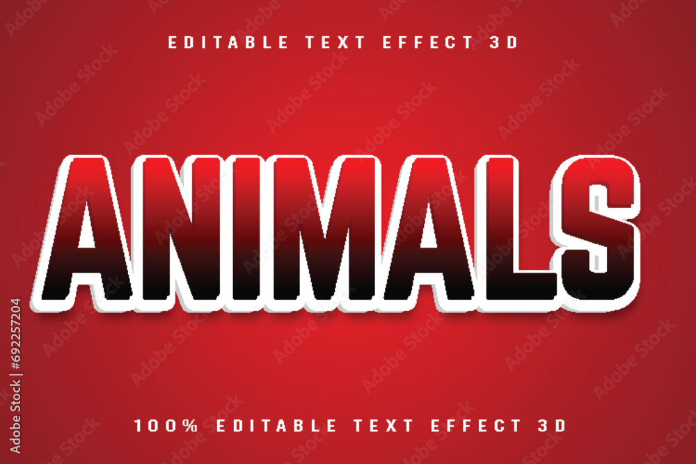 Animals Editable Text Effect 3D Emboss Cartoon Style