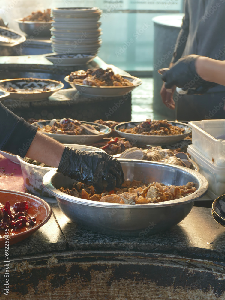 Uzbeki plov restaurant Besh Qozon Asian pilaf center Tashkent Stock ...