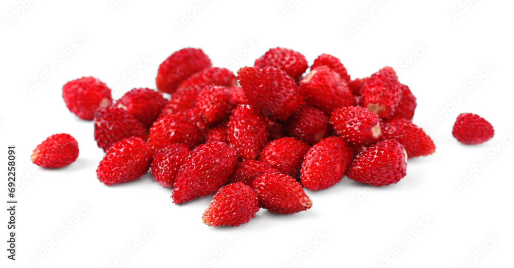 Ripe red wild strawberries isolated on white Ripe red wild strawberries isolated on white