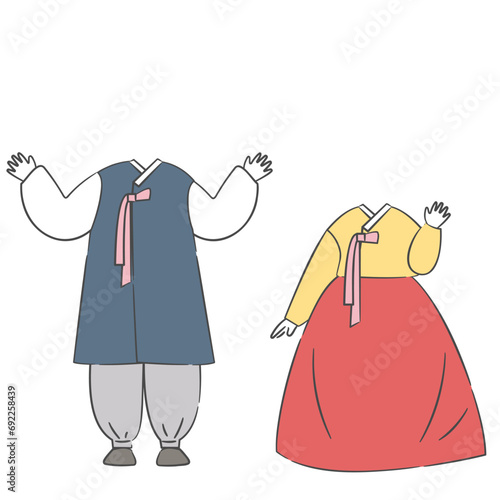 한복을 입은 캐릭터 얼굴 합성용 일러스트