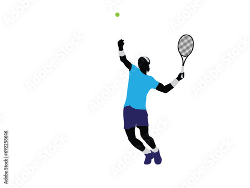 Tenis Character Man Vector Logo. Male tennis player playing tennis hand drawn art illustration. Tennis player vector. © SIRAPOB