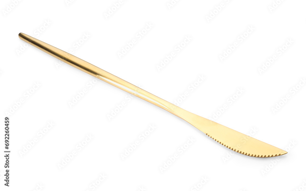 One shiny golden knife isolated on white One shiny golden knife isolated on white