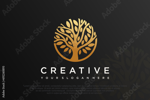 Abstract Tree of life logo . Botanical plant nature symbols . Vector illustration .